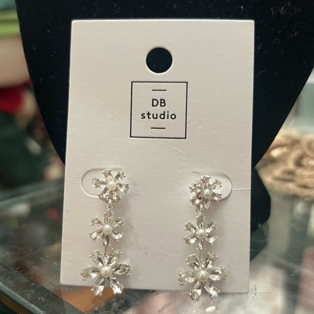 DB Studio Silver Floral Drop Earrings